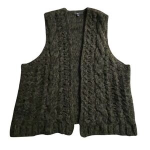 Gap Gray Cable Knit Wool Blend Open Front Sweater Vest Size S Boho Cozy